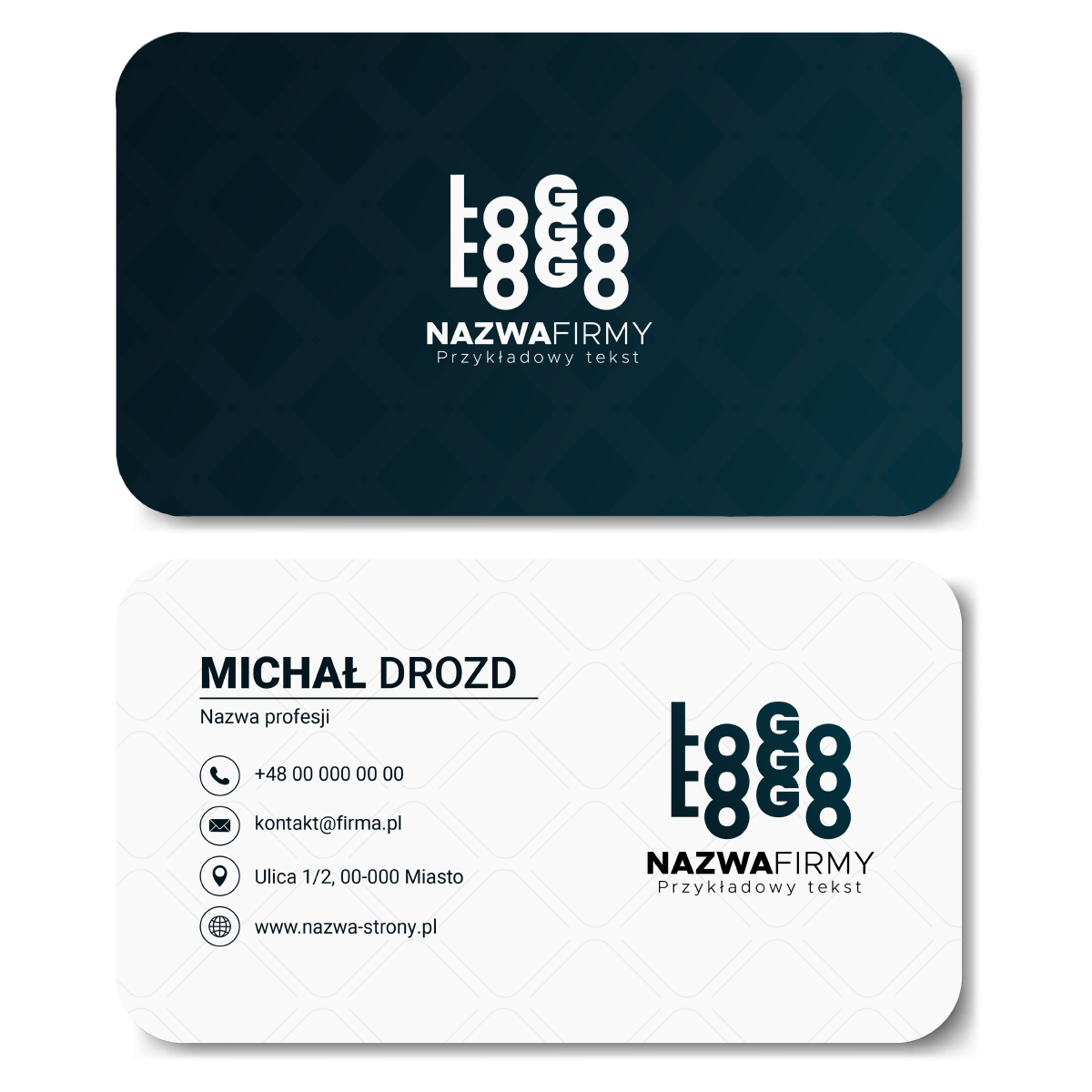Wizytówki zaokrąglone 350g projekt