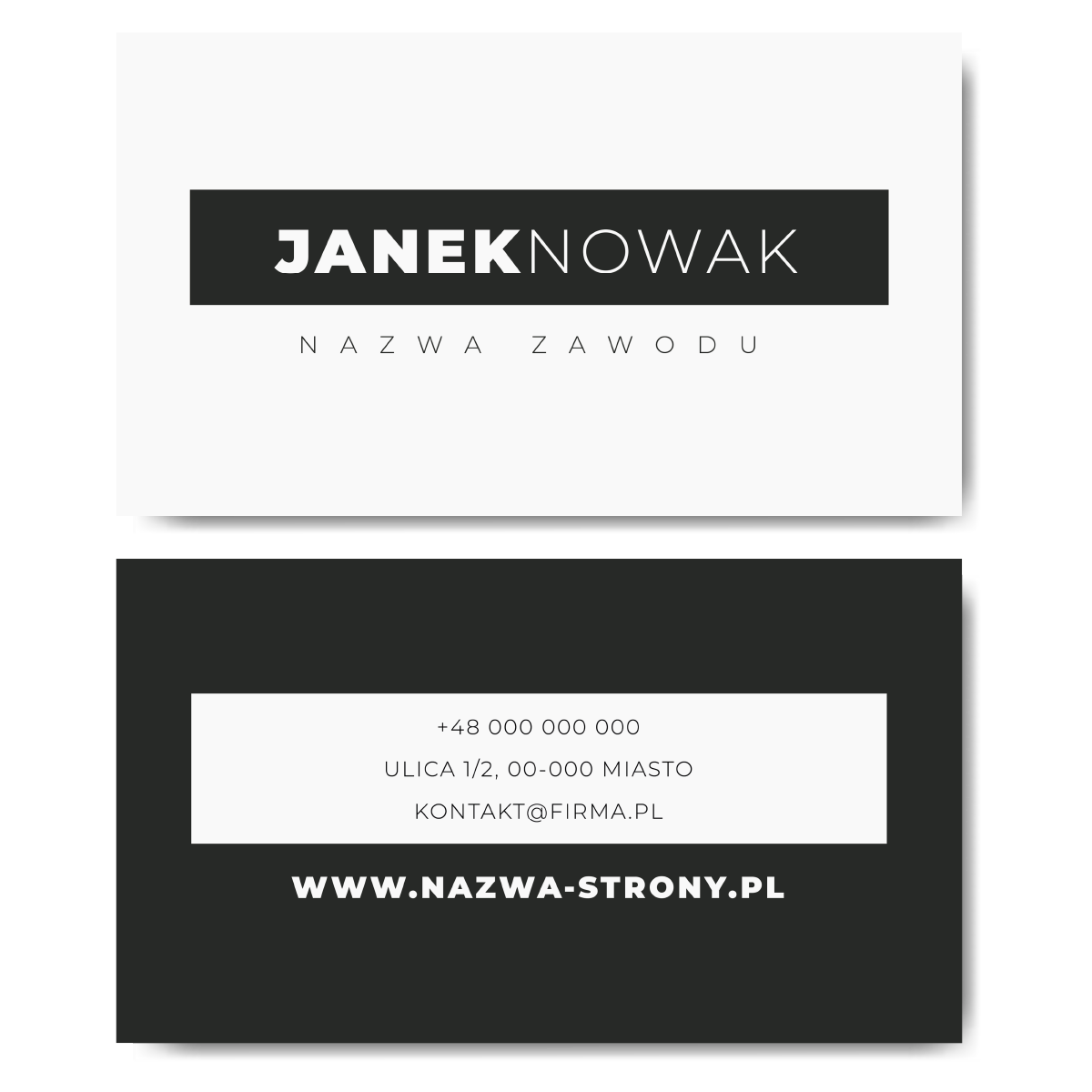 Wizytówki czarno-białe 350g projekt