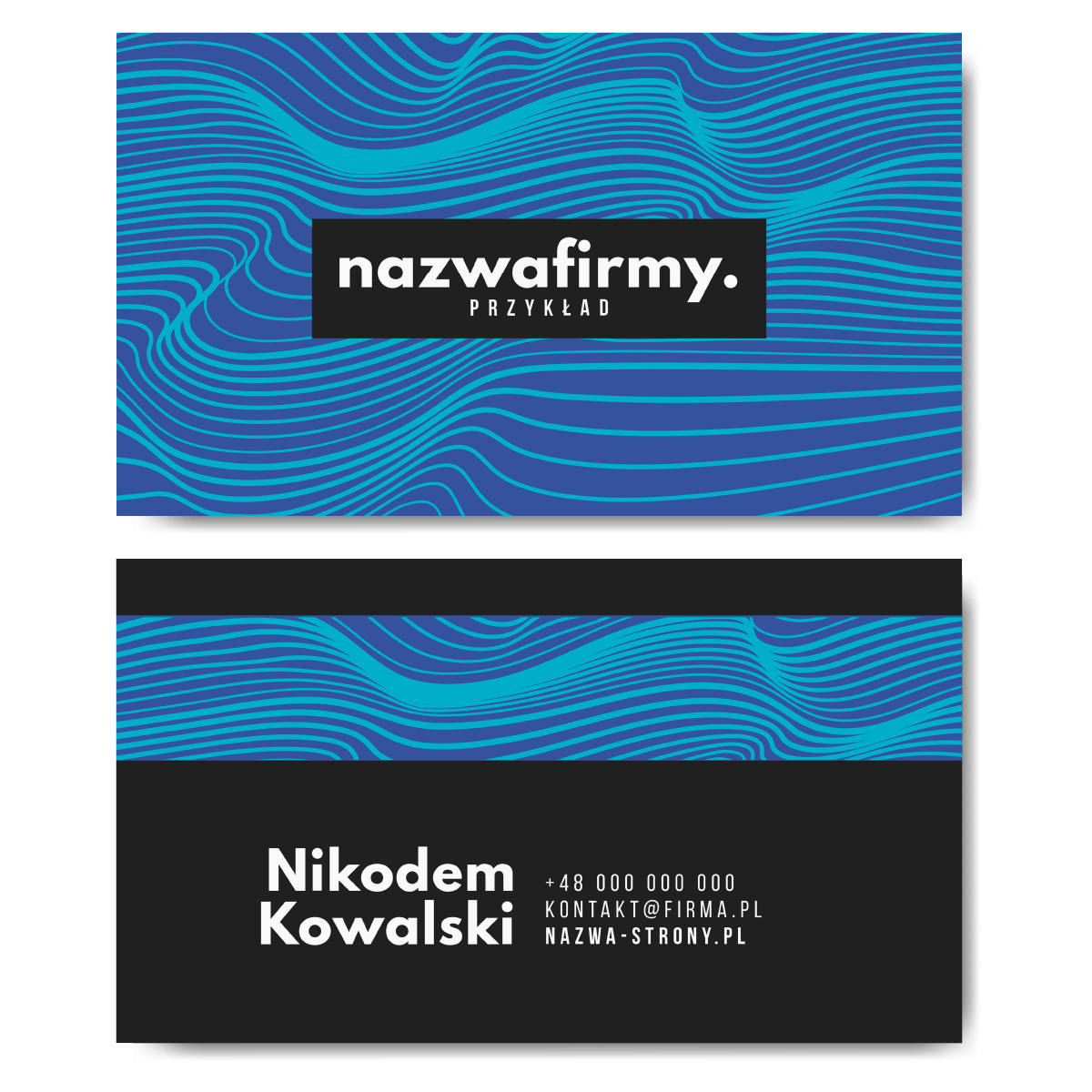 Wizytówki niebieskie 90x50 350g projekt