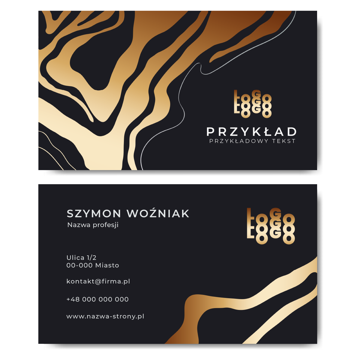 Wizytówki złote 350g 90x50 projekt