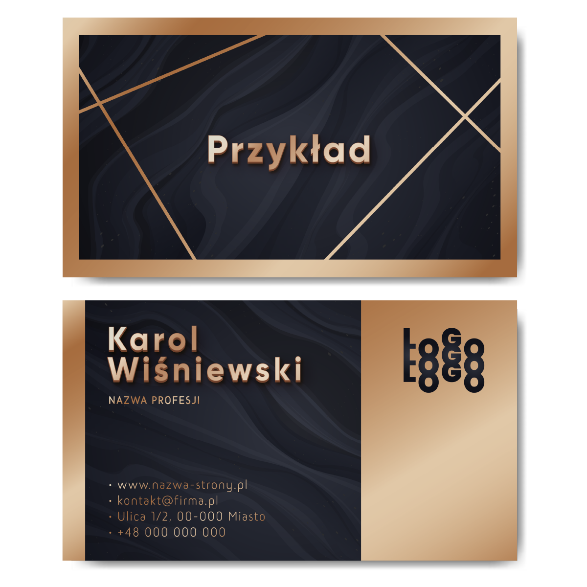 Wizytówki złote 350g 90x50 projekt