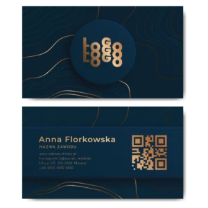 Wizytówki niebieskie QR 90x50 projekt