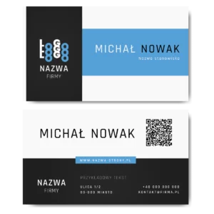 Wizytówki niebieskie QR 90x50 projekt