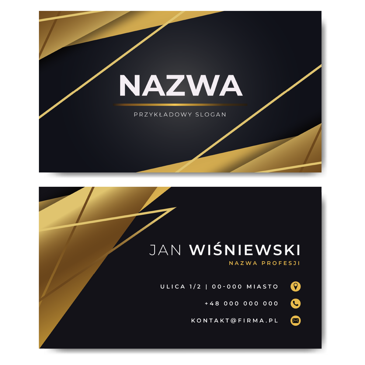 Wizytówki złote 90x50 350g projekt