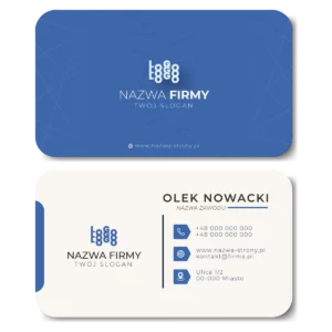 Wizytówki zaokrąglone niebieski projekt