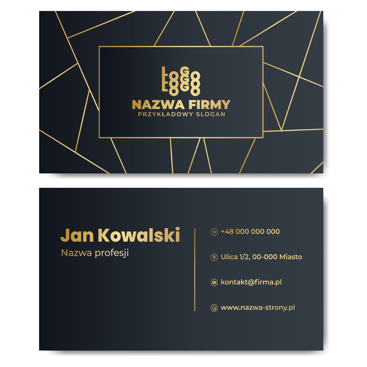 Wizytówki czarne złote mat 350g projekt