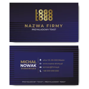 Wizytówki granatowe złote 90x50 projekt