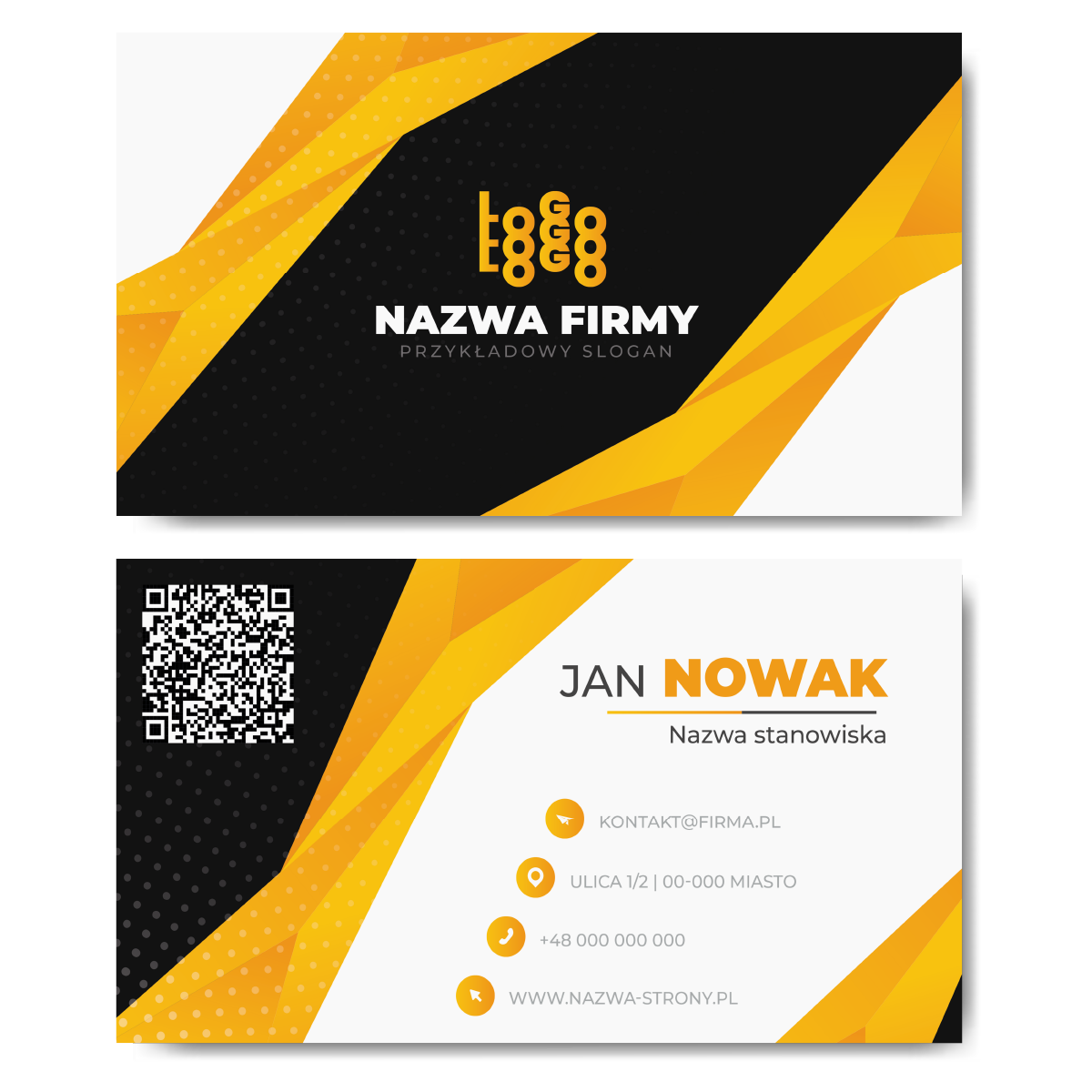 Wizytówki żółte QR mat 350g projekt
