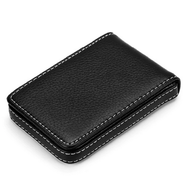 SKÓRZANY WIZYTOWNIK etui na wizytówki czarny RFID - obrazek 2
