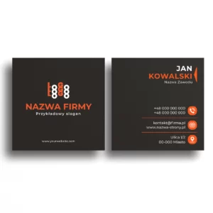 Wizytówki kwadrat pomarańczowe projekt