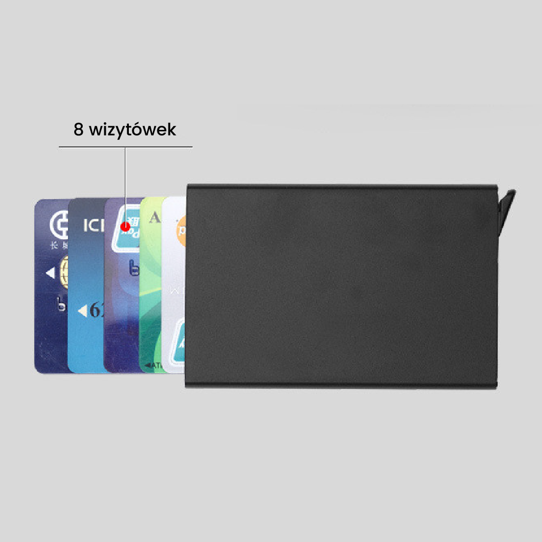 Wizytownik na wizytówki 90x50 wysuwna mat czarny - obrazek 3