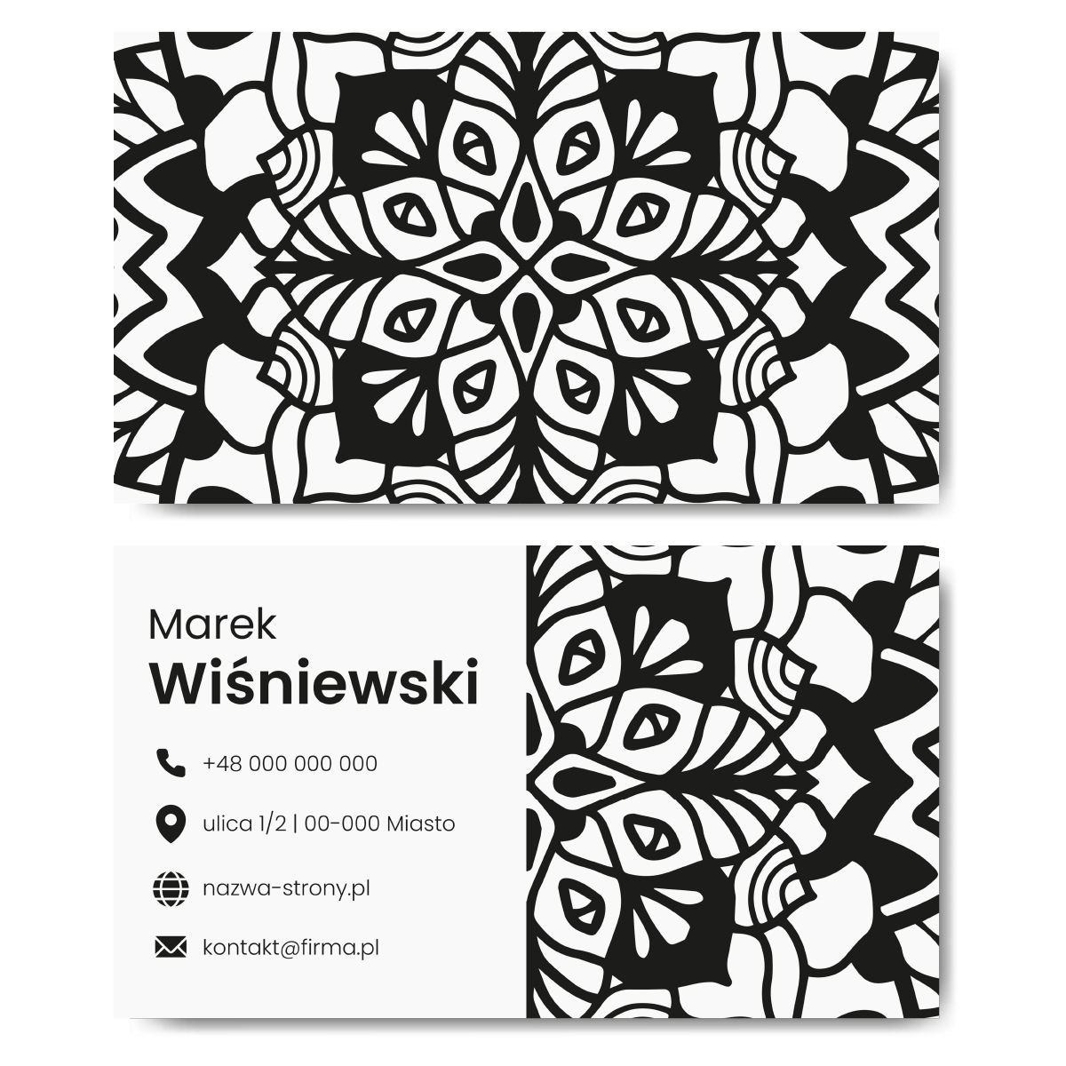 Wizytówki czarno-białe mat 350g projekt