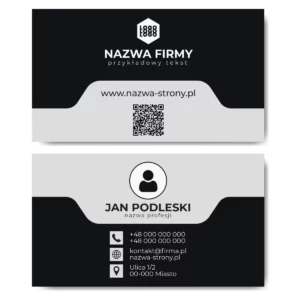 Wizytówki czarne szare QR 90x50 projekt