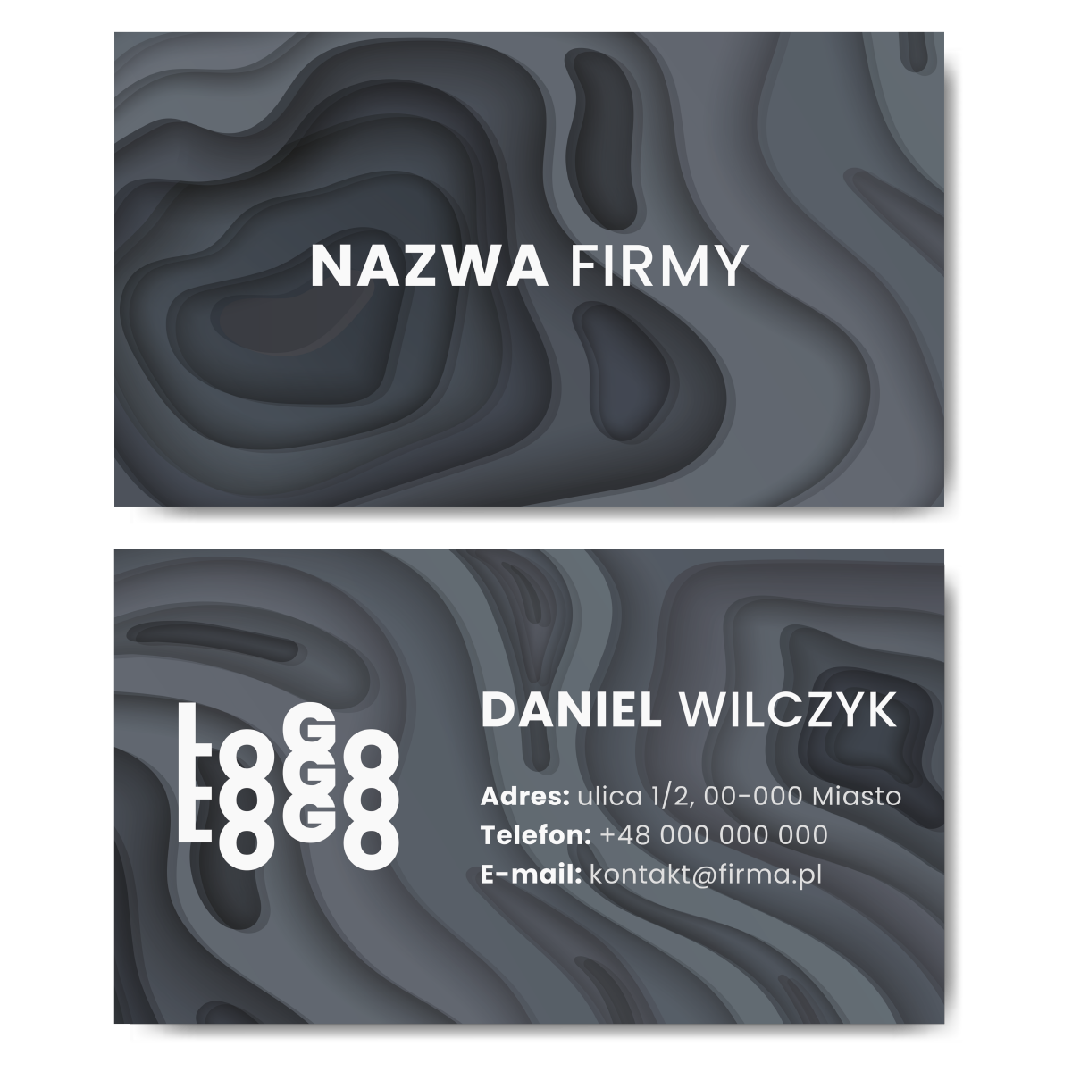 Wizytówki szare mat 350g 90x50 projekt