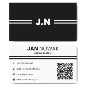 Wizytówki czarno-białe QR 90x50 projekt