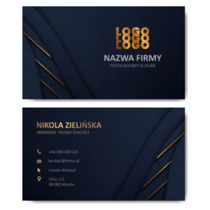 Wizytówki granatowe złote 90x50 projekt