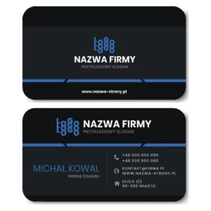 Wizytówki zaokrąglone niebieski projekt