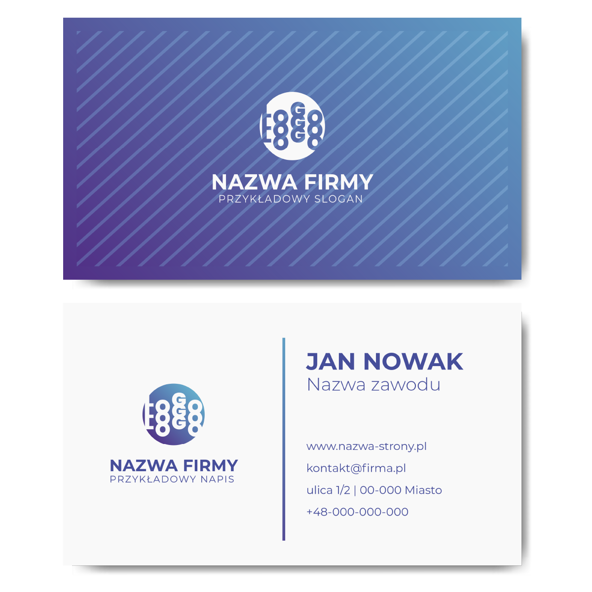 Wizytówki fioletowe niebieskie projekt