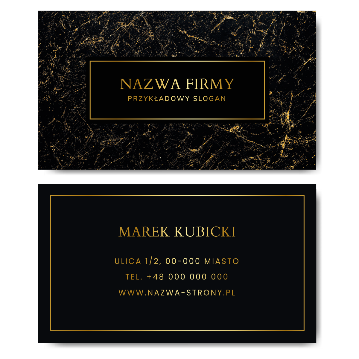 Wizytówki czarne złote 90x50 projekt