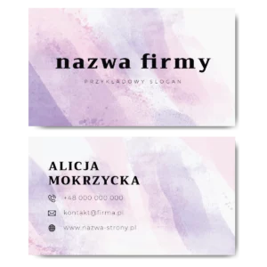 Wizytówki akwarelowe fioletowe projekt