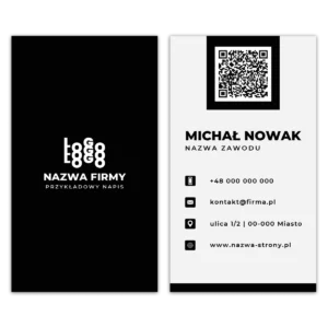 Wizytówki pionowe czarne QR projekt