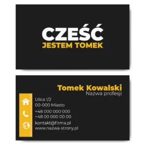Wizytówki czarne żółte mat 350g projekt