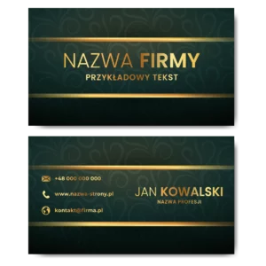 Wizytówki zielone złote 90x50 projekt