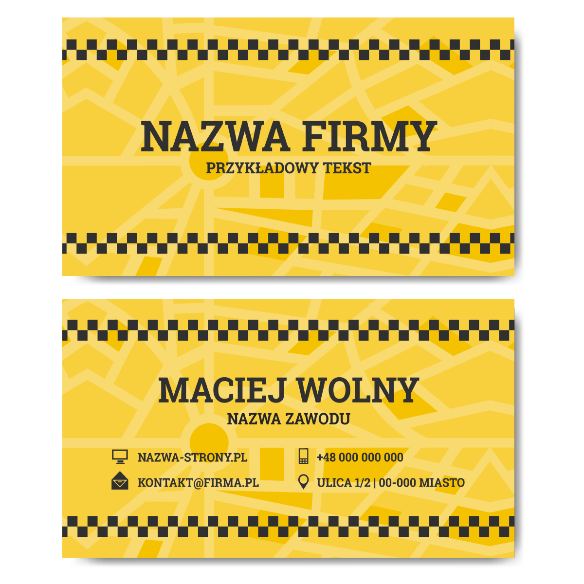 Wizytówki TAXI żółte 350g 90x50 projekt