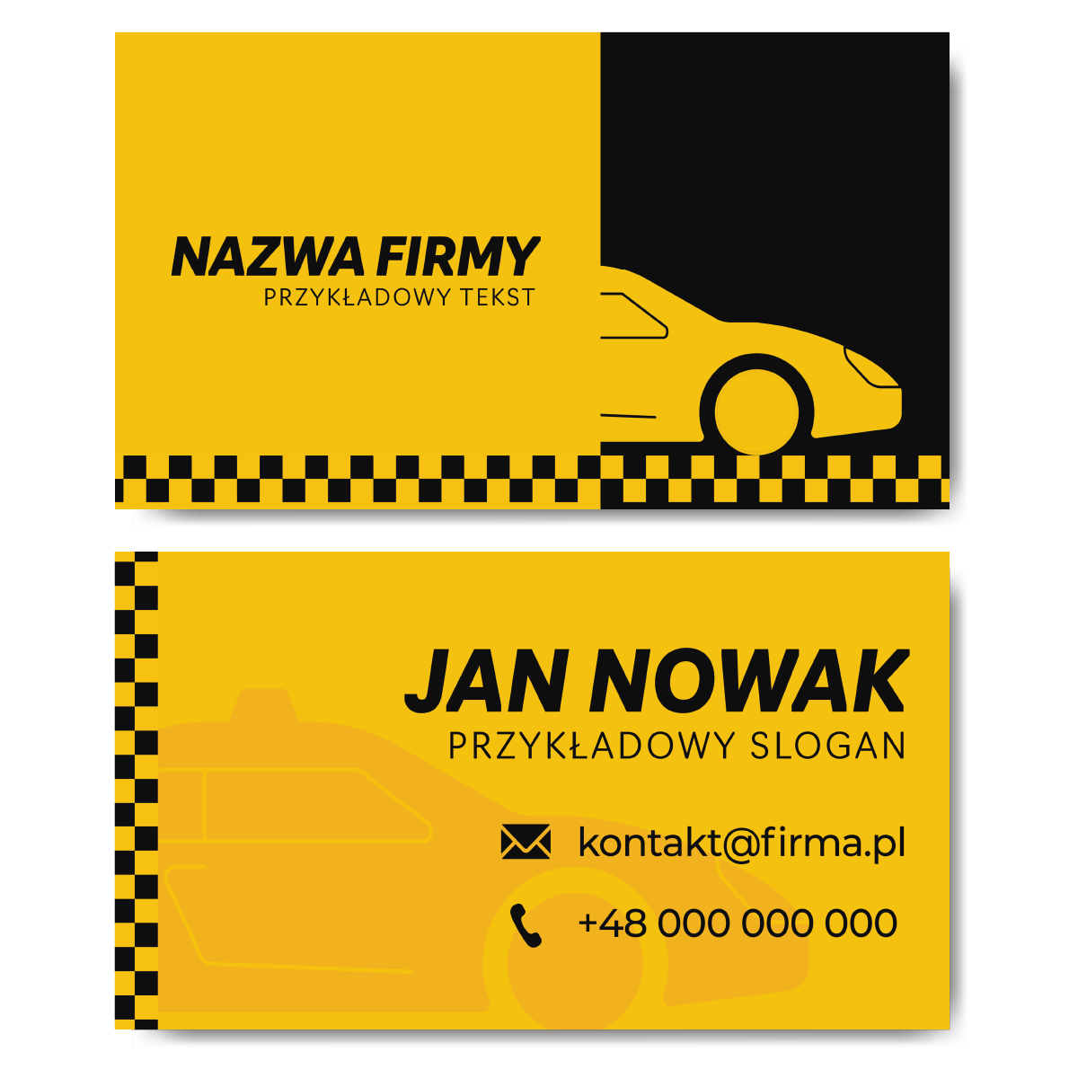 Wizytówki TAXI żółte mat 350g projekt