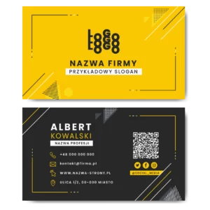 Wizytówki żółte QR 90x50 projekt