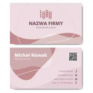 Wizytówki różowy QR mat 350g projekt