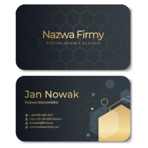 Wizytówki okrągłe ciemne złote projekt