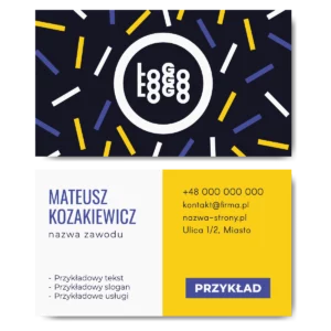 Wizytówki żółte granatowe 90x50 projekt