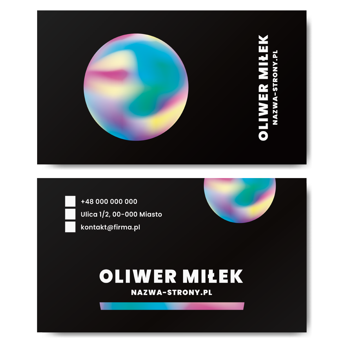 Wizytówki czarne mat 350g 90x50 projekt