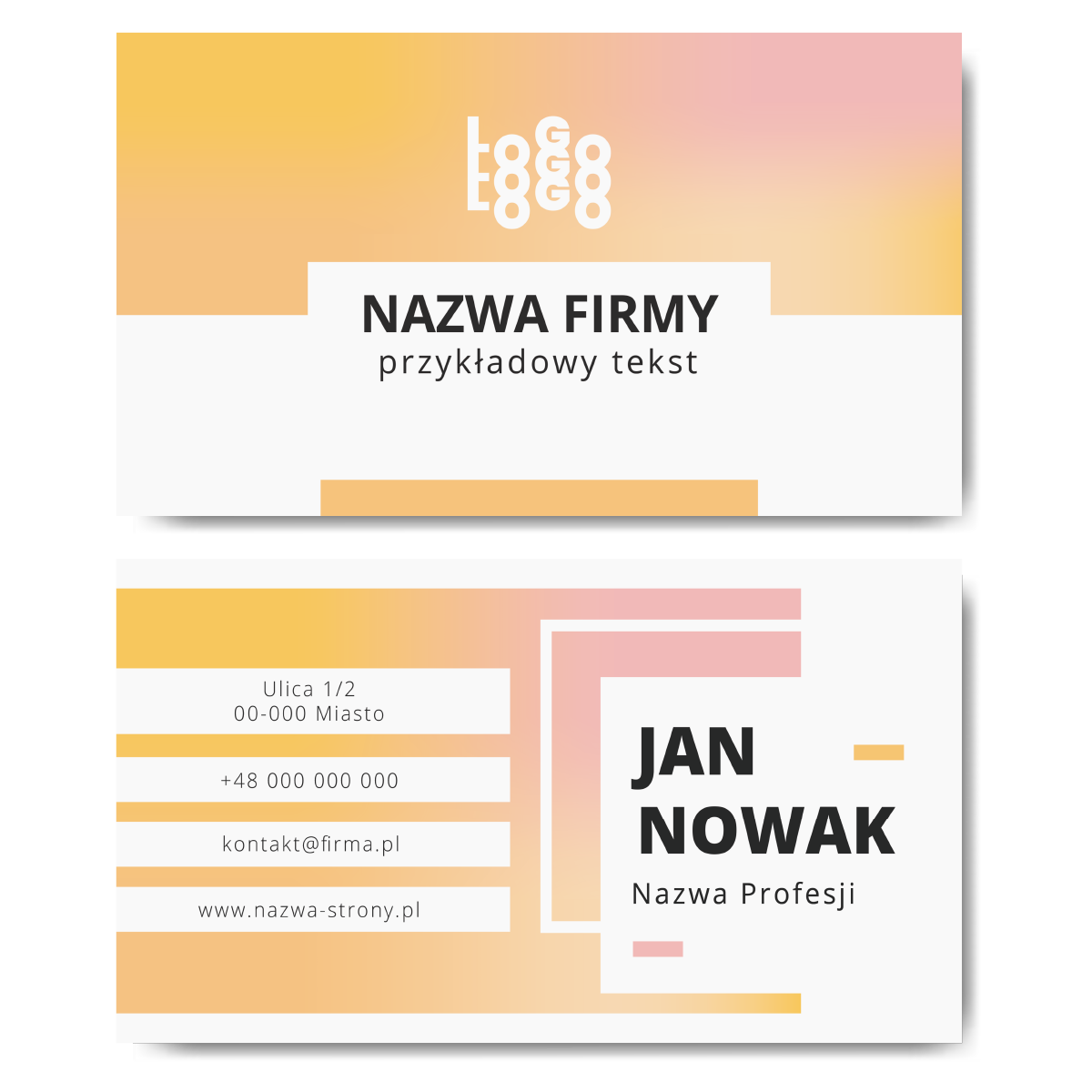 Wizytówki pomarańczowe różowe projekt