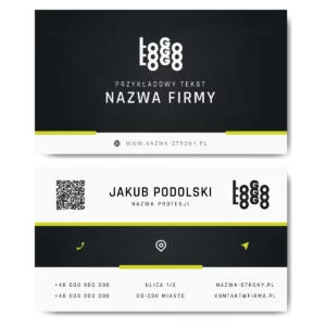 Wizytówki czarno-białe QR 90x50 projekt