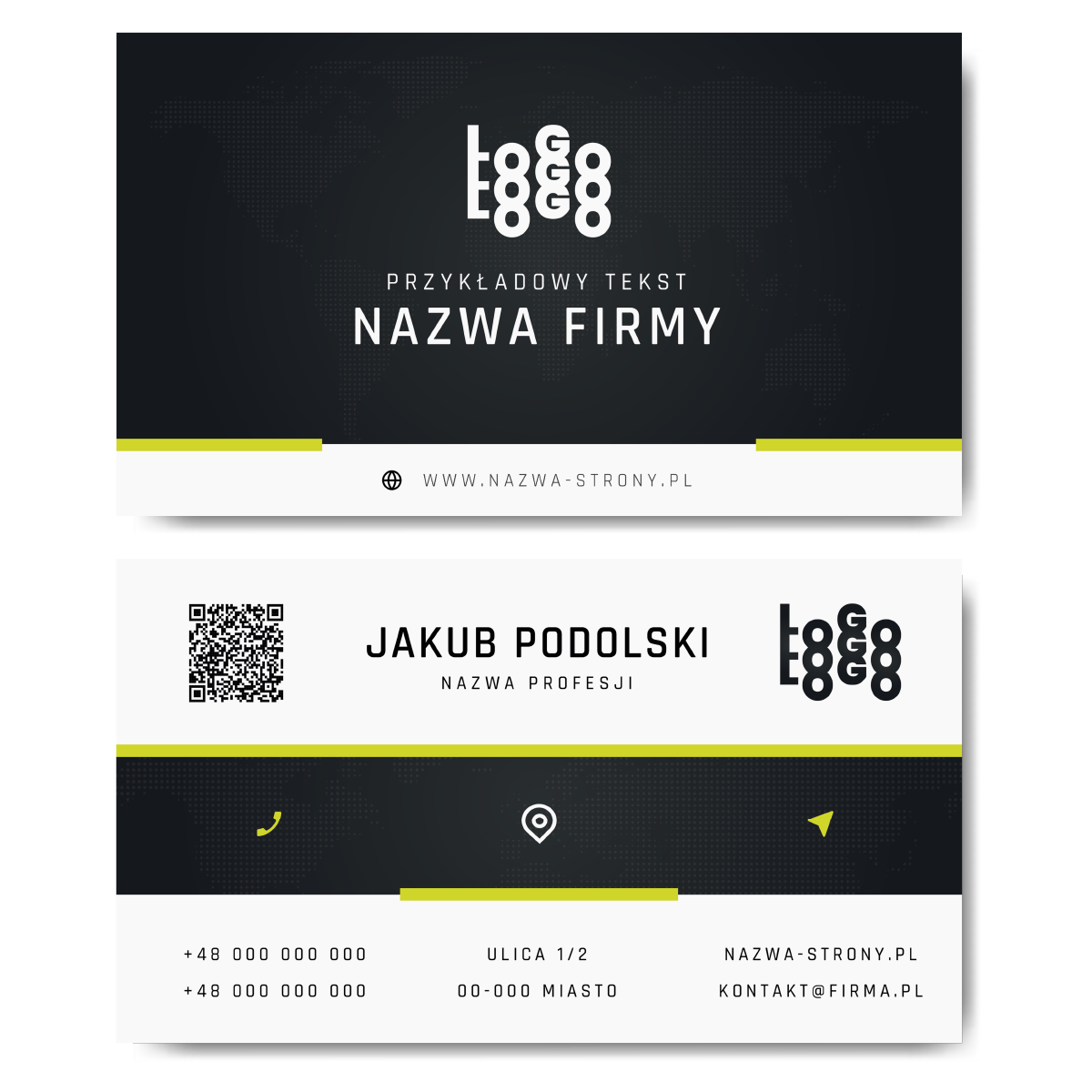 Wizytówki czarno-białe QR 90x50 projekt