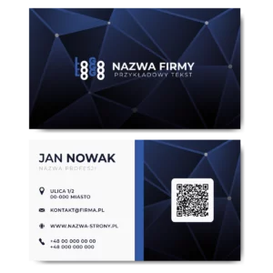 Wizytówki granatowe QR mat 350g projekt