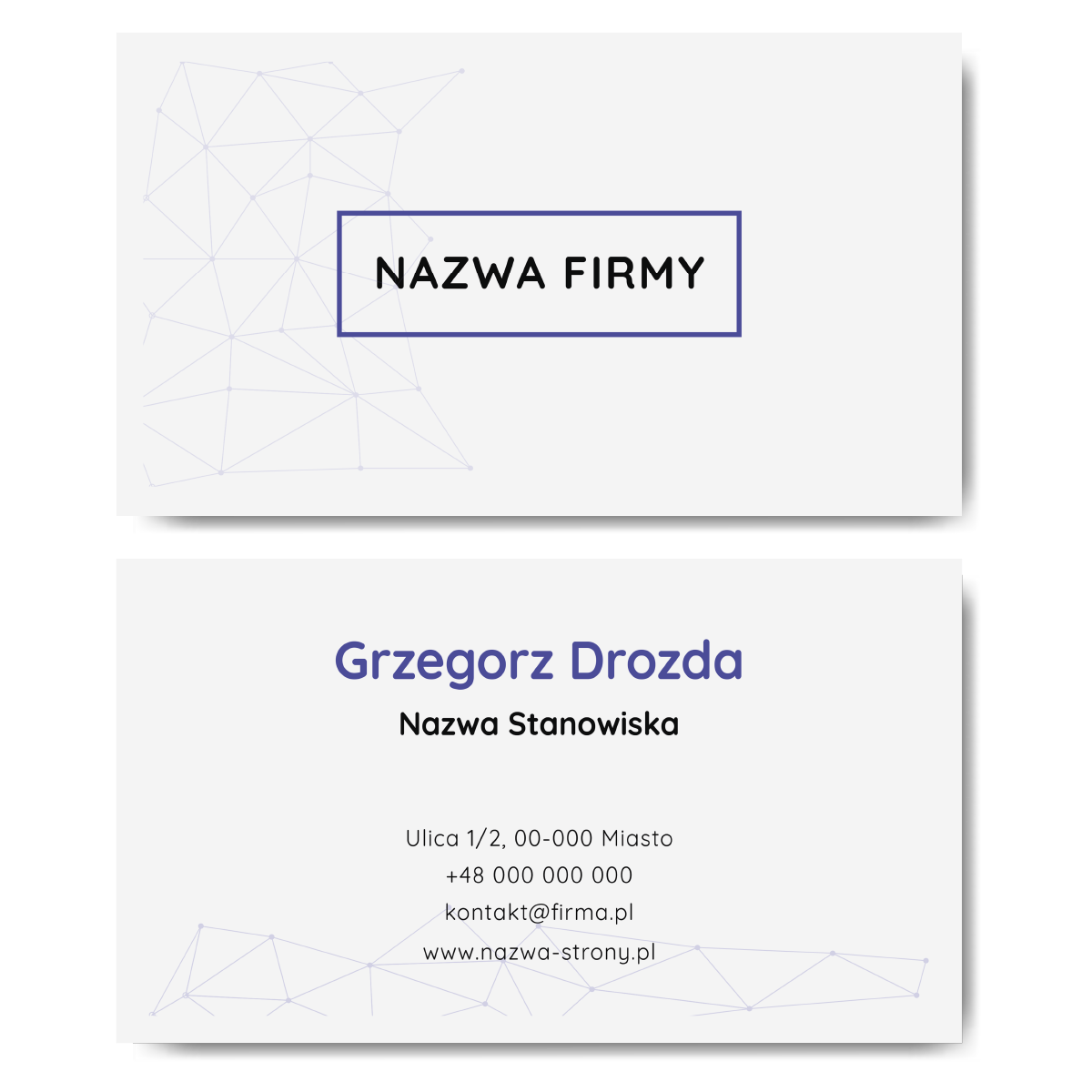 Wizytówki białe mat 350g 90x50 projekt