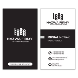 Wizytówki pionowe czarno-białe projekt