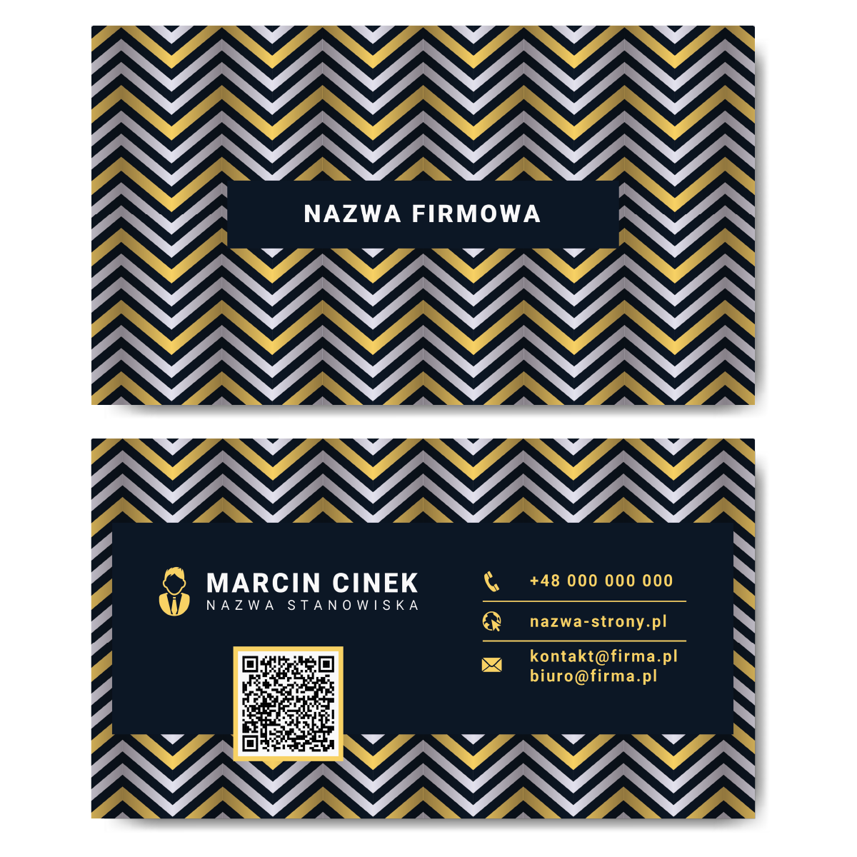 Wizytówki granatowe QR mat 350g projekt