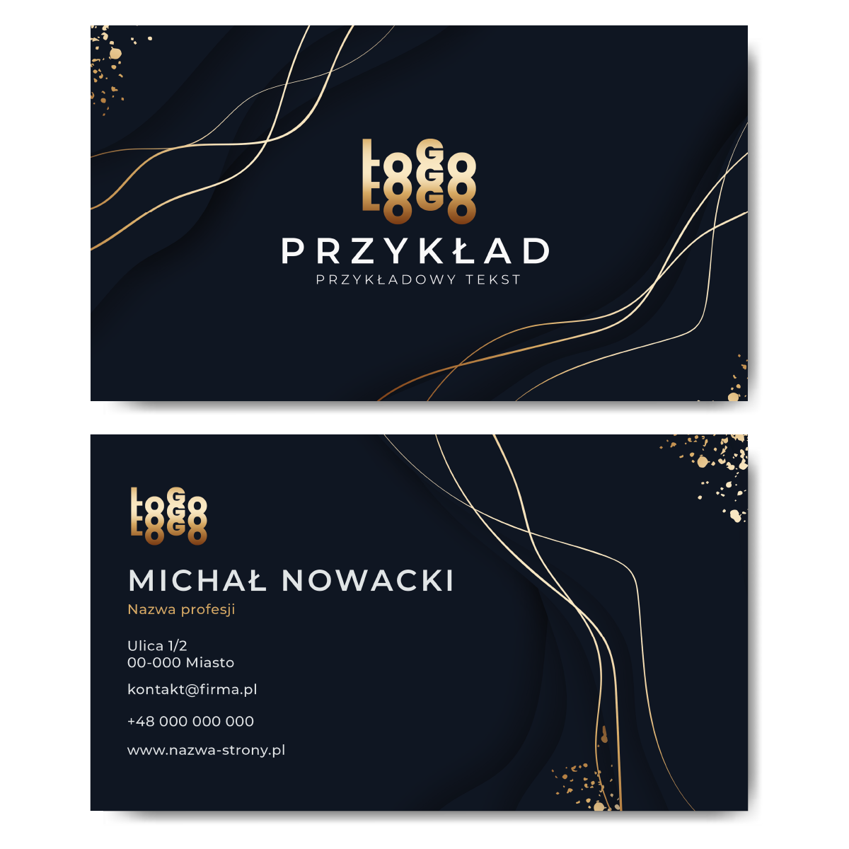 Wizytówki granatowe złote 90x50 projekt