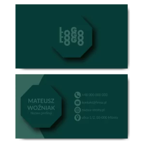 Wizytówki zielone mat 350g projekt