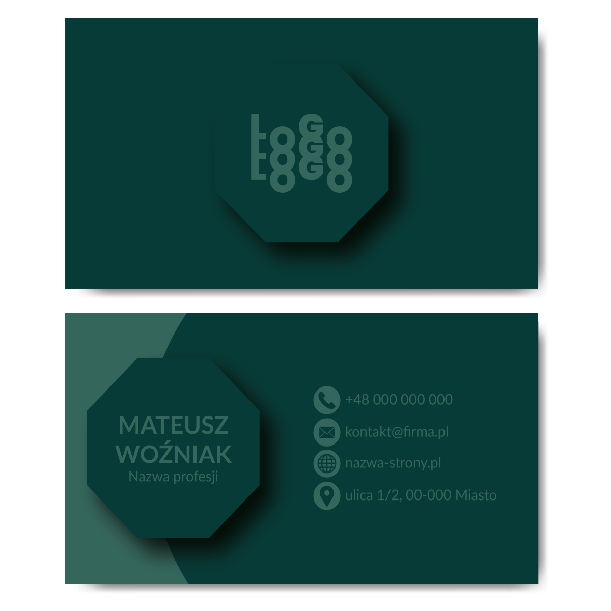 Wizytówki zielone mat 350g projekt