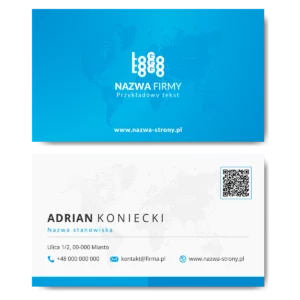 Wizytówki niebieskie QR 90x50 projekt