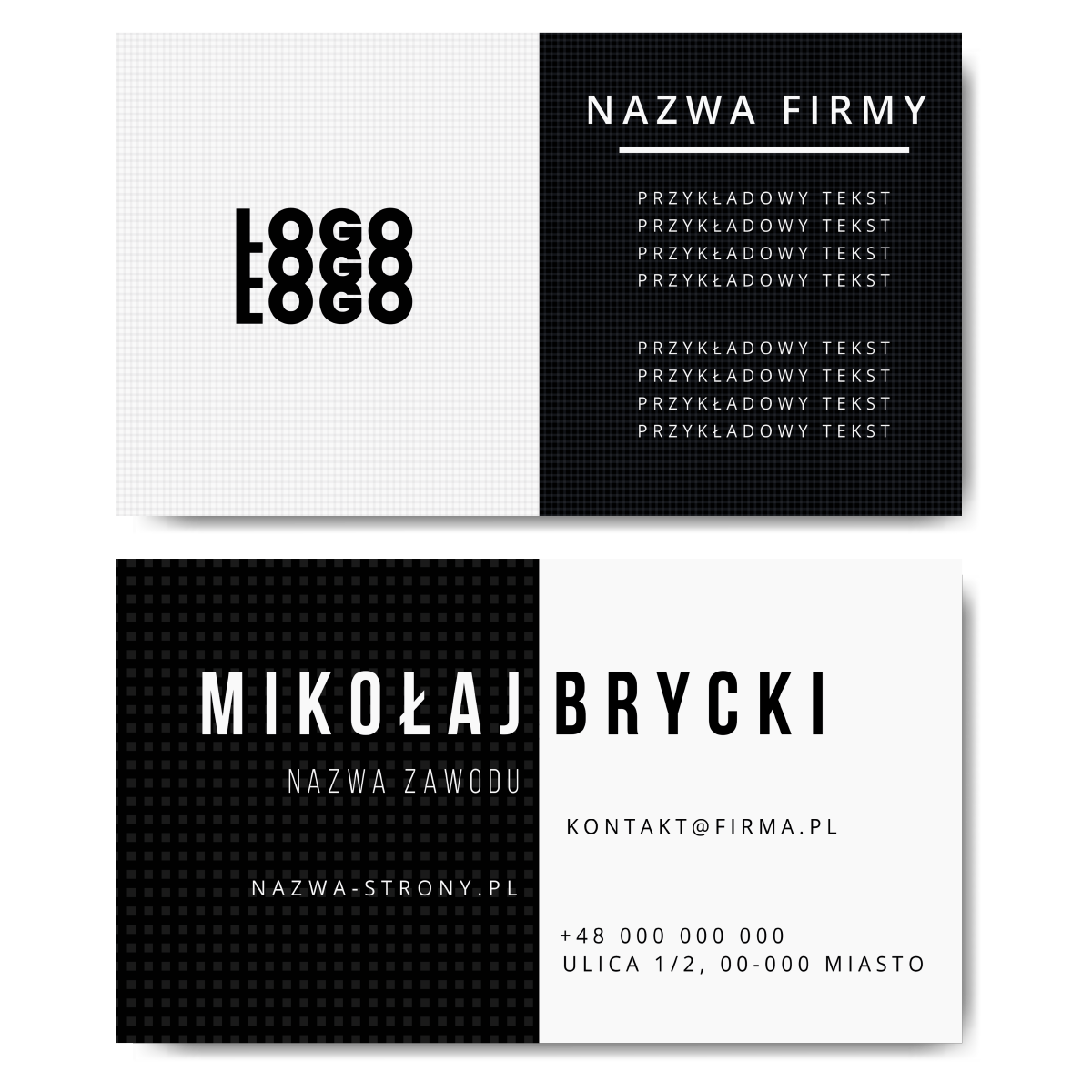 Wizytówki czarno-białe mat 350g projekt