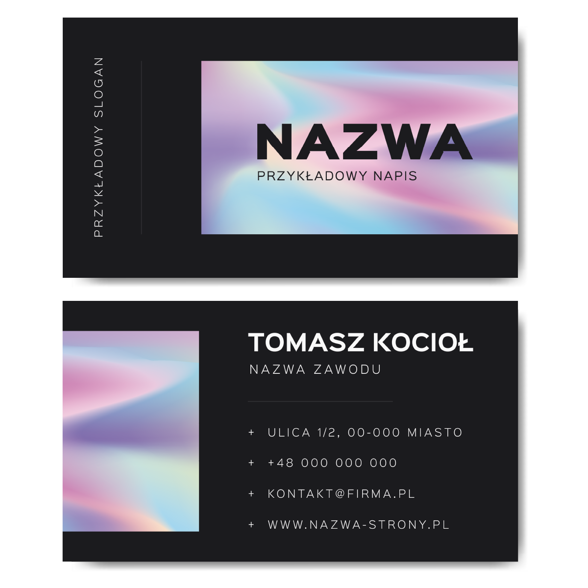 Wizytówki czarne gradient 90x50 projekt