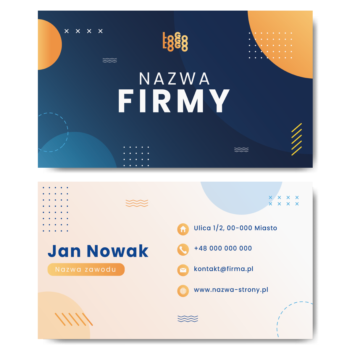 Wizytówki żółte niebieskie 350g projekt