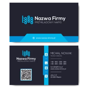Wizytówki ciemne niebieskie QR projekt