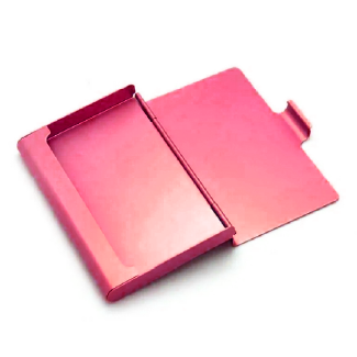 Wizytownik różowy mat ETUI NA WIZYTÓWKI metal podręczny max 15 wizytówek - obrazek 5